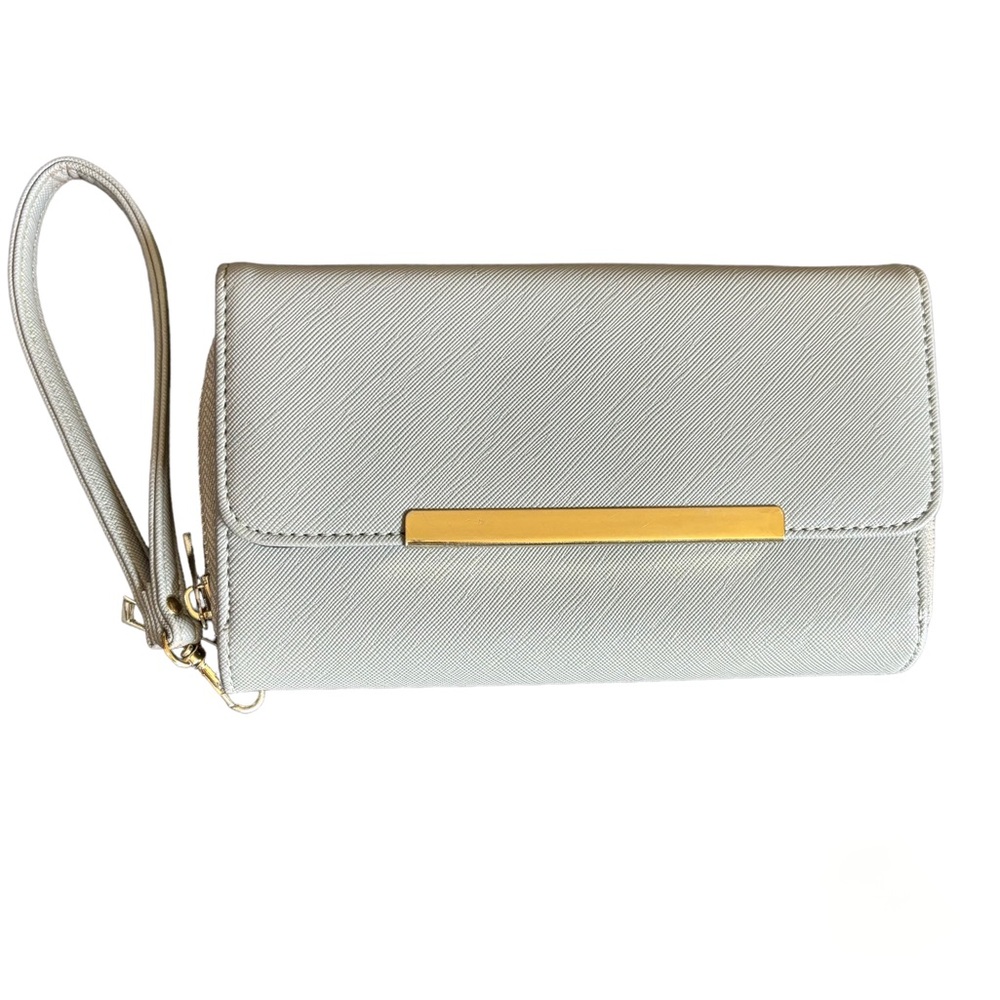 Off grey and gold clutch wallet